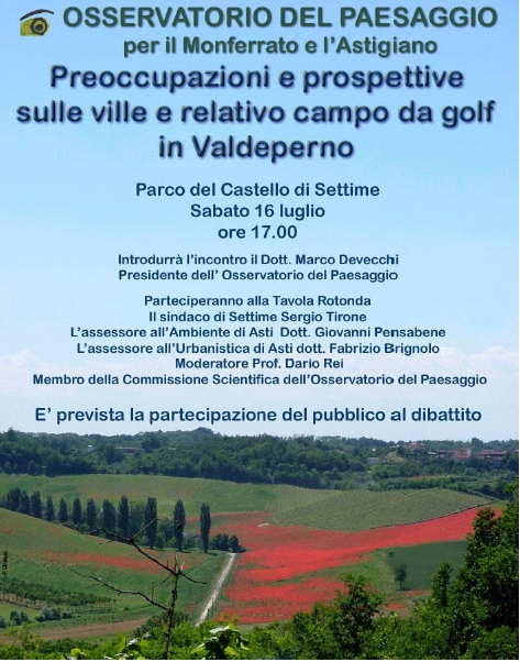 Tavola rotonda - "Preoccupazioni e prospettive sulle ville e relativo Campo da golf a Valdeperno"