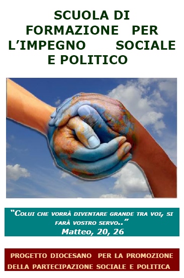 Depliant del Corso di formazione della Scuola per l'impegno politico e sociale.