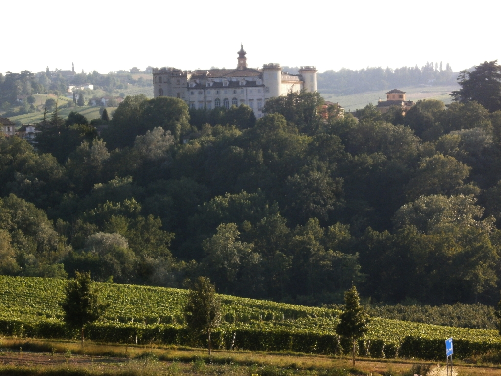 Veduta nel corso della Camminata alla scoperta di "Vigne & Dintorni" dell imponente Castello di Costigliole d Asti, immerso in un paesaggio agrario di rara bellezza.