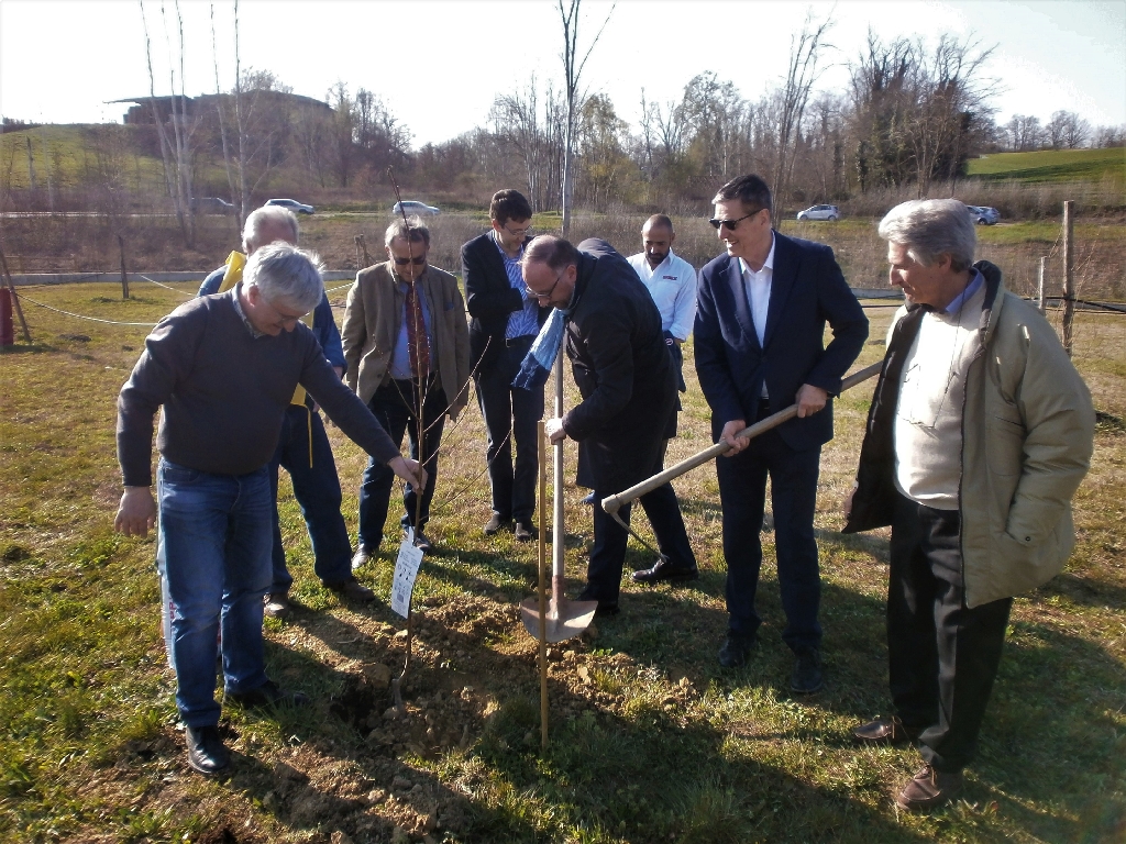 Messa a dimora di un nuovo albero nel Parco della salute dell Ospedale Cardinal Massaia da parte del Sindaco Maurizio Rasero di Asti.