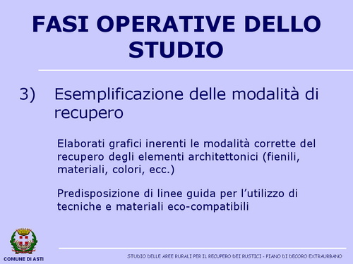 Presentazione "Studio delle aree rurali per il recupero dei rustici nel Comune di Asti" -  Avv. Fabrizio Brignolo (Assessore all