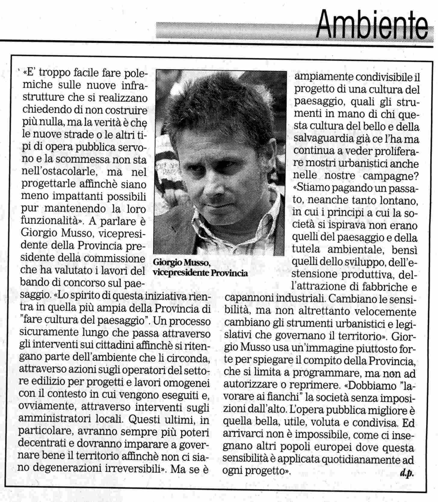 Rassegna stampa - Resoconto del Concorso sulla progettazione paesaggistica in Provincia di Asti
