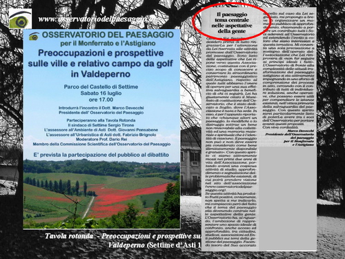 PRESENTAZIONE a cura di Marco Devecchi su "Preoccupazioni e prospettive sulle ville e il relativo campo da golf a Valdeperno".