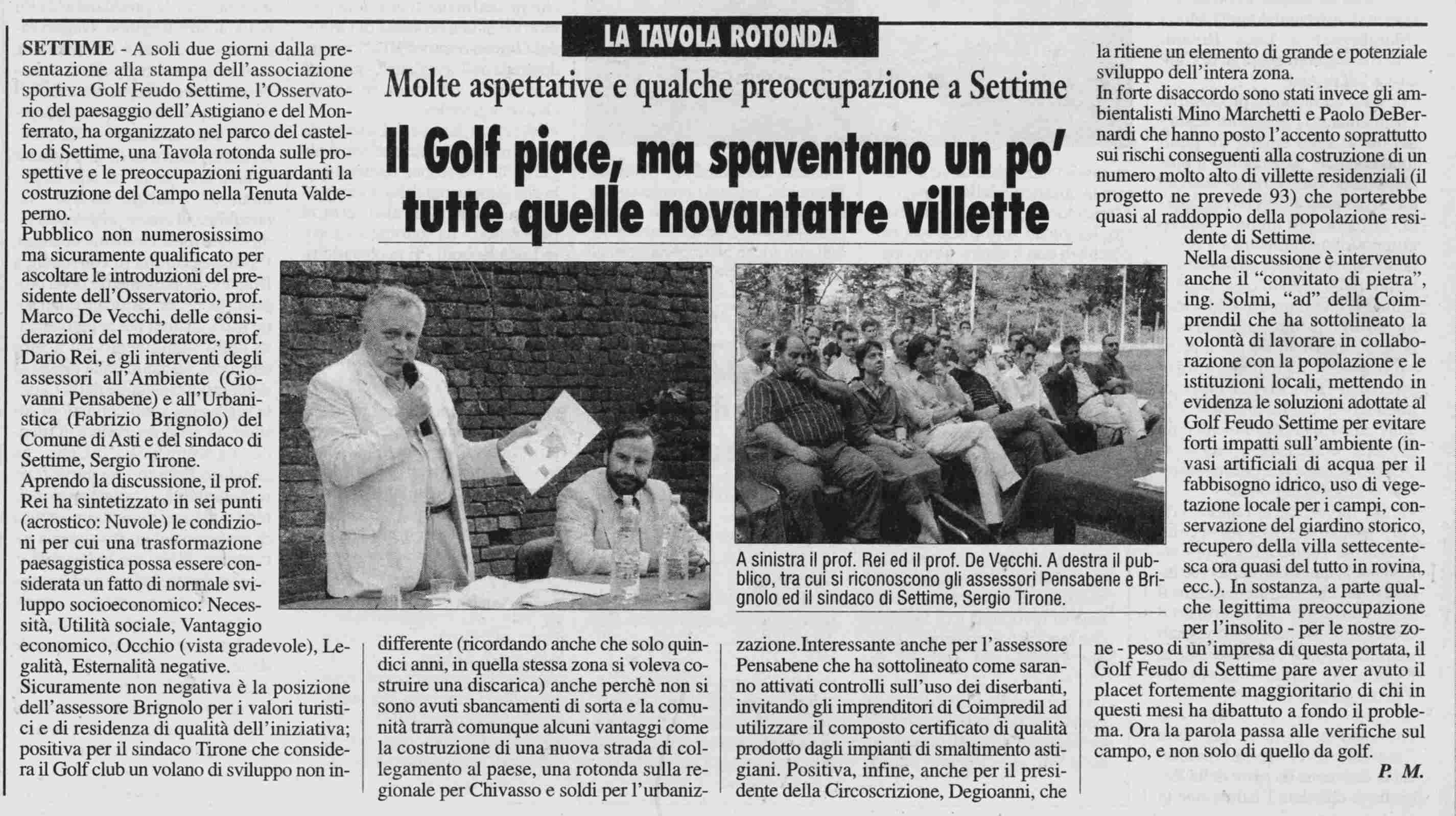 Rassegna stampa su Tavola rotonda - "Preoccupazioni e prospettive sulle ville e relativo Campo da golf a Valdeperno"