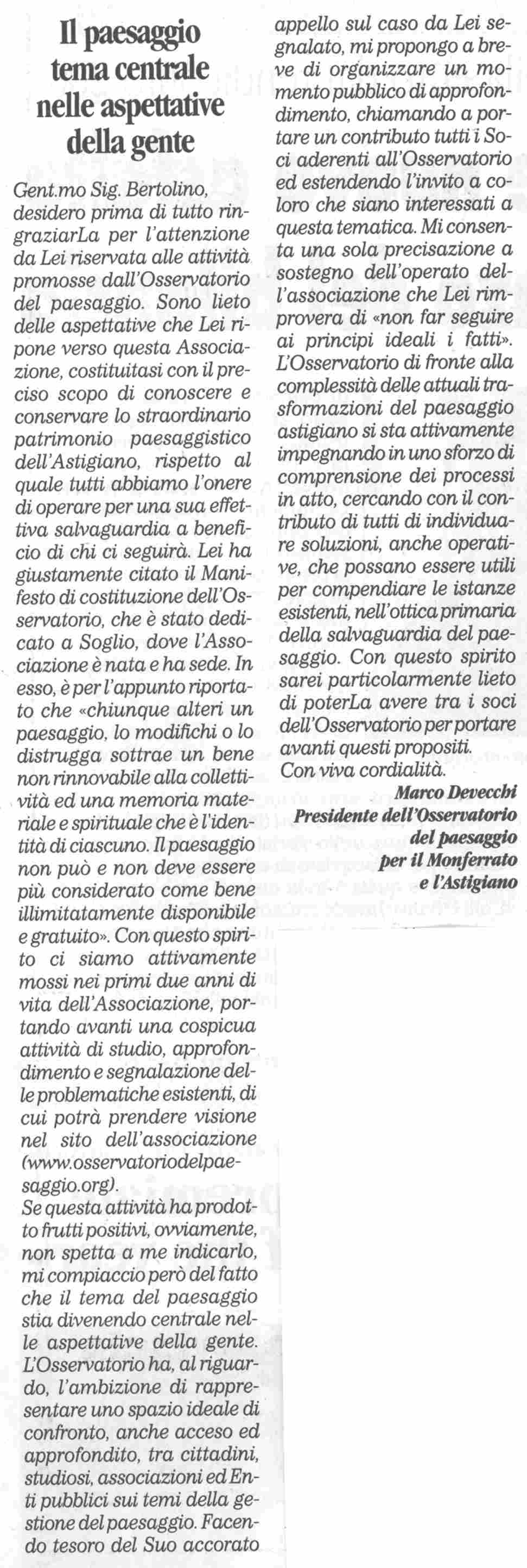 Rassegna stampa su Tavola rotonda - "Preoccupazioni e prospettive sulle ville e relativo Campo da golf a Valdeperno" - La Nuova Provincia - 10 maggio 2005 di Marco Devecchi
