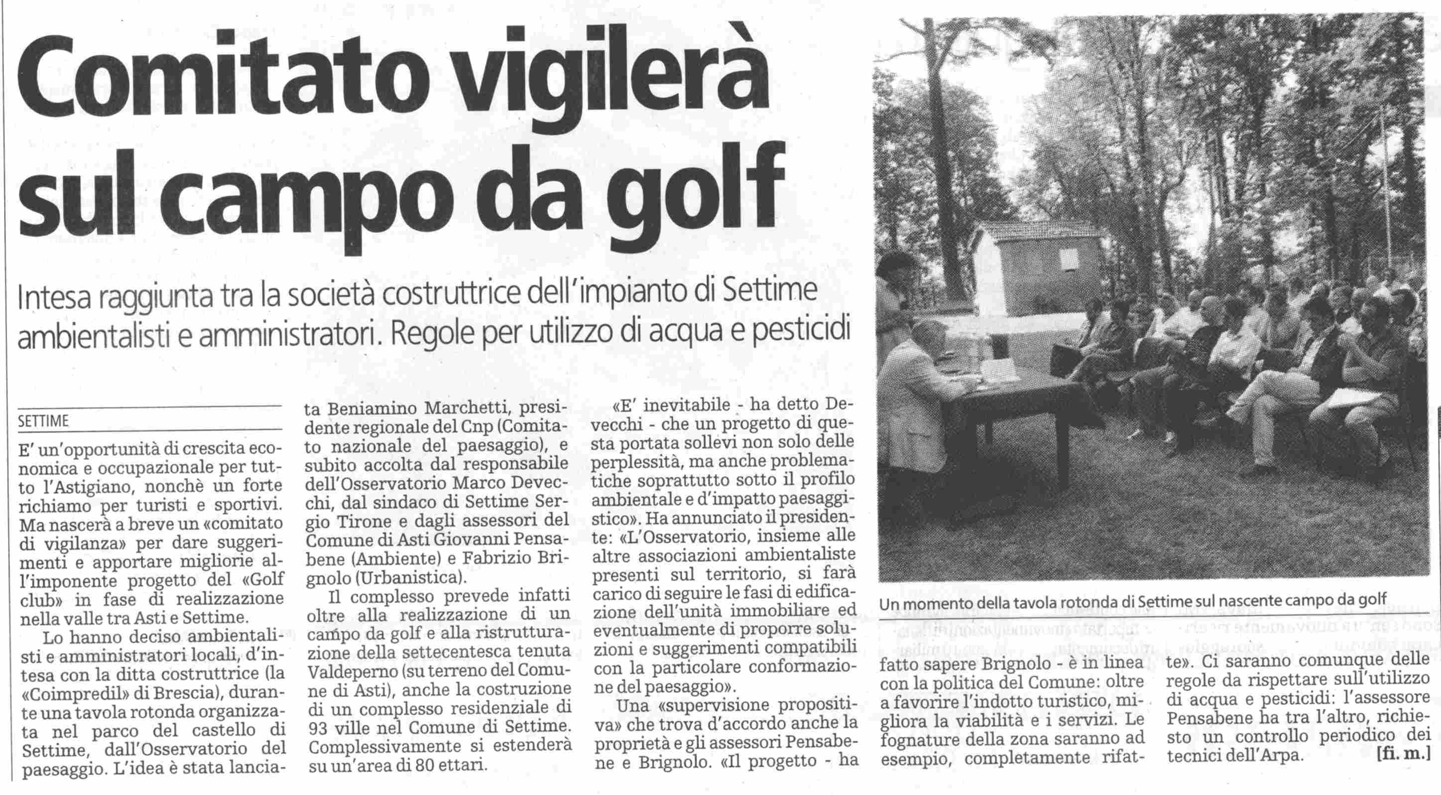 Rassegna stampa su Tavola rotonda - "Preoccupazioni e prospettive sulle ville e relativo Campo da golf a Valdeperno"