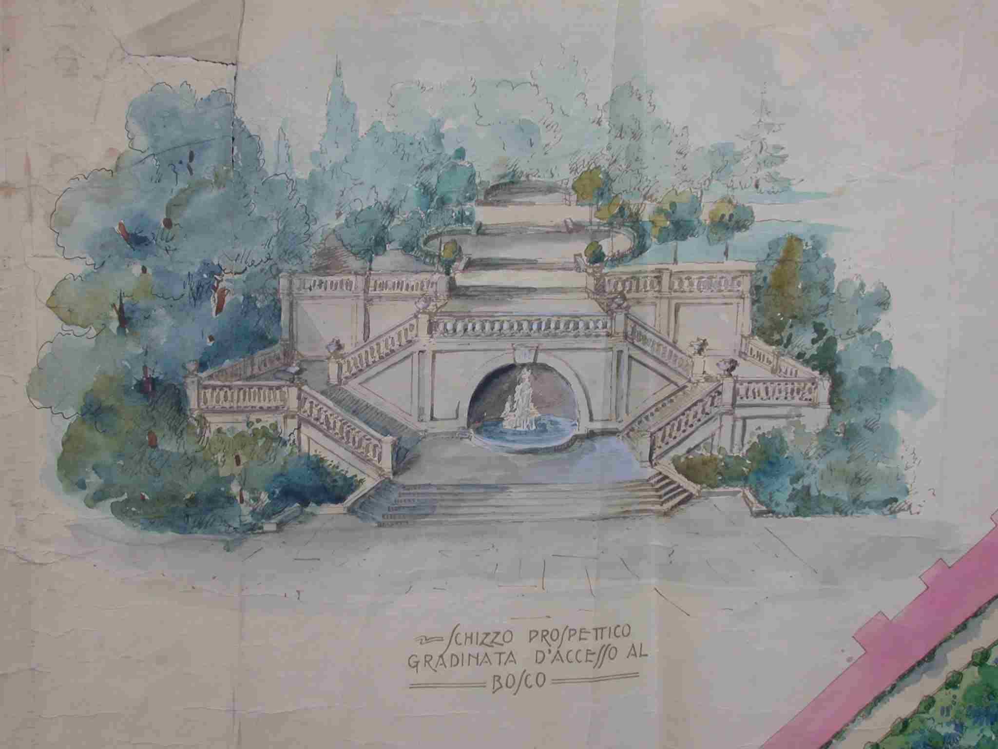 Acquerello del Bosco del Littorio di Giuseppe Roda 