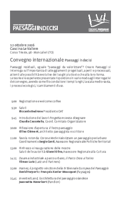 Locandina Convegno internazionale "Paesaggi Indecisi"