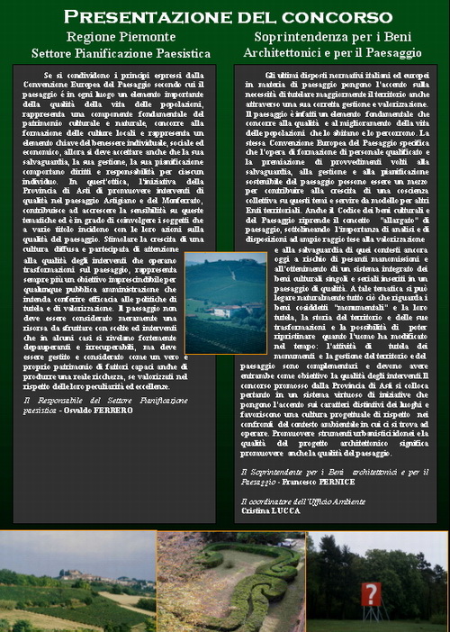 Volume divulgativo del Bando PER LA PROMOZIONE  DI INTERVENTI PROGETTUALI DI QUALITA' NEL PAESAGGIO ASTIGIANO E DEL MONFERRATO