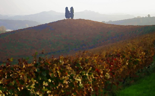 Vigneti acquerellati del sud dell'Astigiano