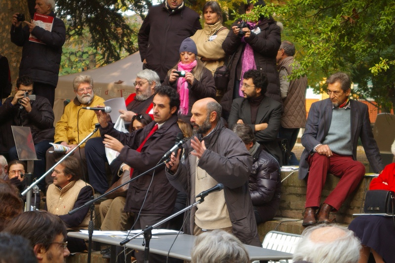 Introduzione alla giornata "Salviamo il paesaggio. Difendiamo i territori" da parte di Alessandro Mortarino e Domenico Finiguerra di Stop al Consumo di territorio.