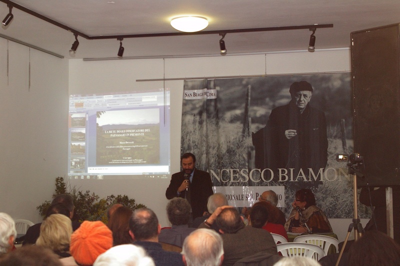 Laboratorio internazionale sul paesaggio a San Biagio della Cima, sabato 15 gennaio 2011.  Nella foto: Prof. Marco Devecchi (Università di Torino e Coordinatore degli Osservatori piemontesi del Paesaggio) e Prof.ssa  Luisa Rossi (Università di Parma).