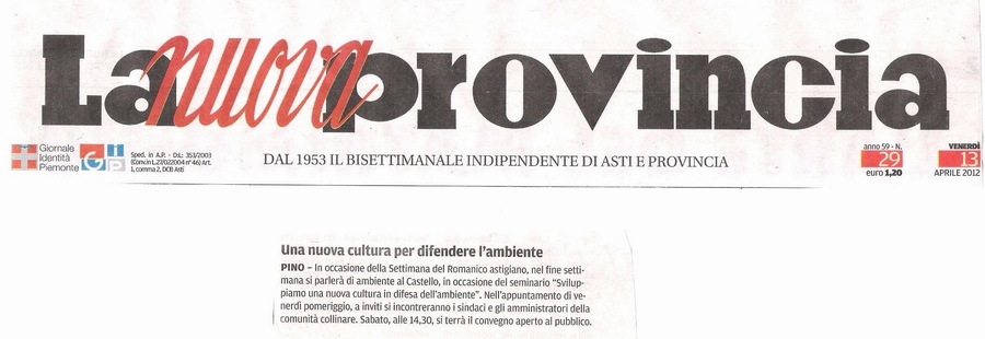 Rassegna stampa - Nuova Provincia (Venerdì 13 aprile 2012)