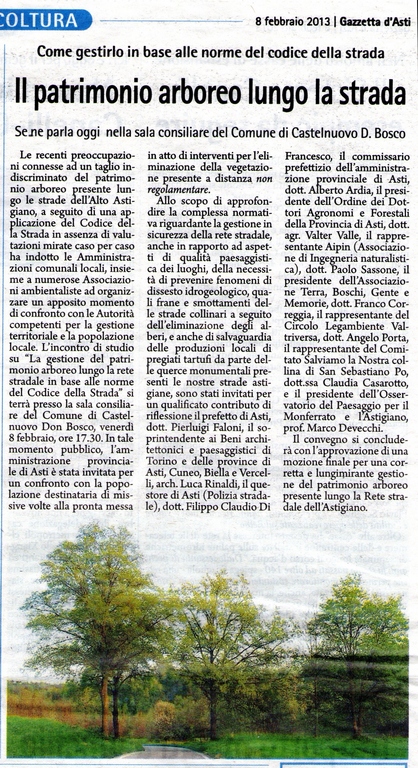 Gazzetta d Asti (venerdì 8 febbraio 2013)