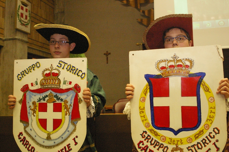 Figuranti della Rievocazione storica programmata al Castello di Variglie della Battaglia e della Firma del Trattato di pace della prima Guerra del Monferrato.