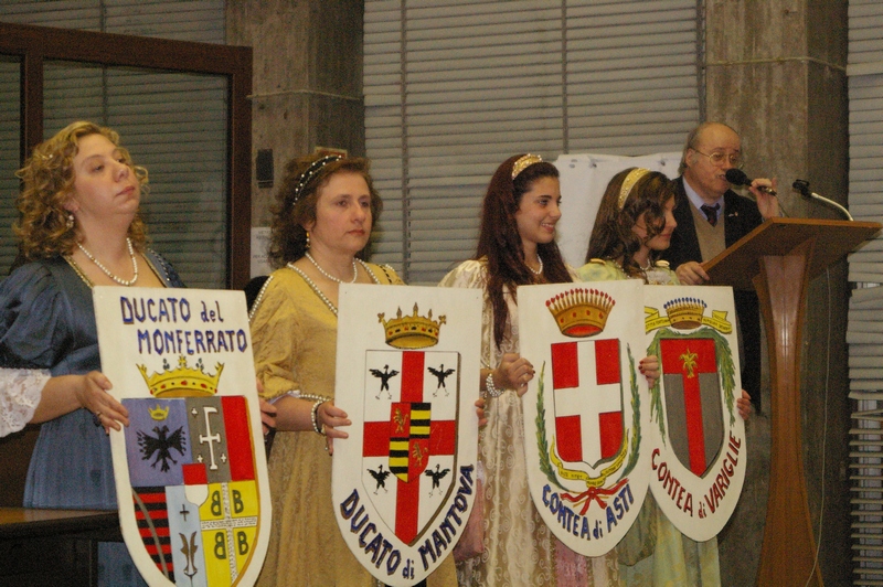 Figuranti della Rievocazione storica programmata al Castello di Variglie della Battaglia e della Firma del Trattato di pace della prima Guerra del Monferrato.