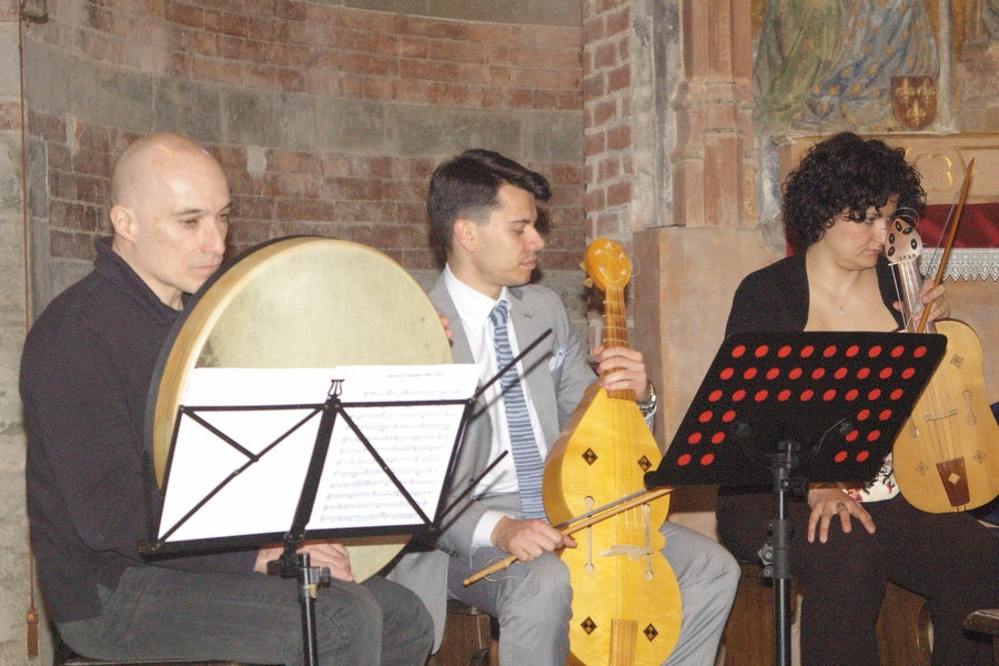 I musici: Pietro Ponzone, Tommaso Gheduzzi e Aba Rubolino.