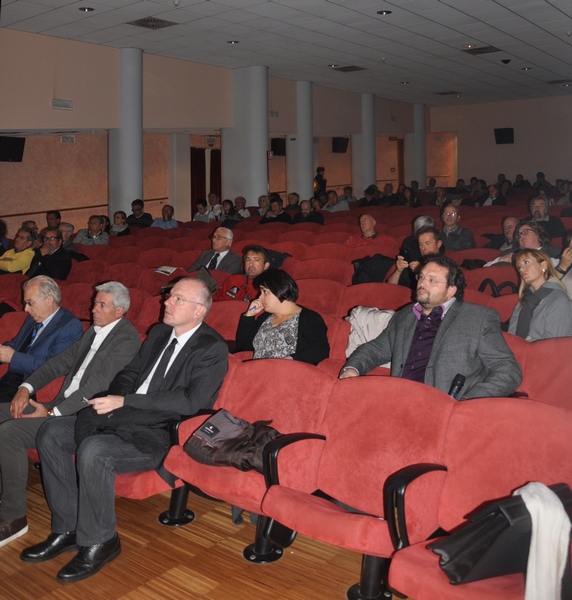 Veduta del pubblico presente in sala al Convegno internazionale su "Viticoltura di montagna: Il paesaggio come strumento di valorizzazione" [Foto di Paola Gullino].