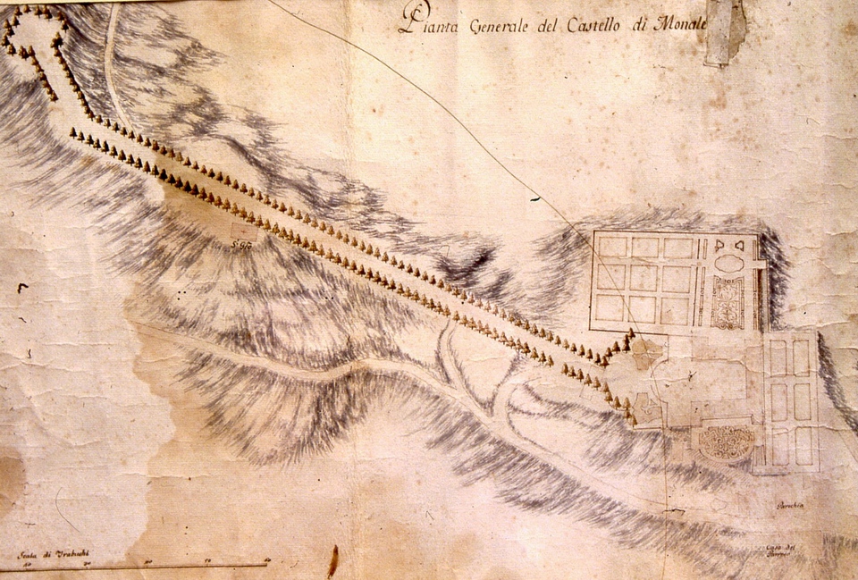 Pianta generale del Castello di Monale con le pertinenze a verde circostanti. La Cartografia storica rappresenta uno strumento di straordinaria importanza per la conoscenza e valorizzazione del territorio monferrino.