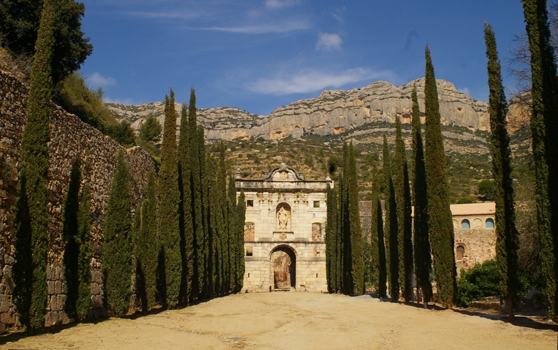 Veduta della Cartoixa de Santa Maria de Escaladei in Priorat (Catalonia).