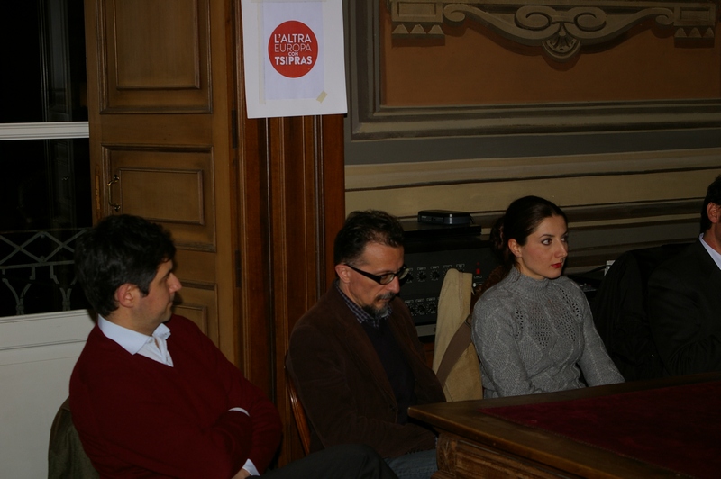 Al Tavolo dei relatori da (sx): Giovanni Currado (Architetto e esperto di mobilità),Cesare Quaglia (Agricoltore) e Martina Doglio Cotto (Condotta astigiana di Slow Food) [Foto di Alessandro Boano].