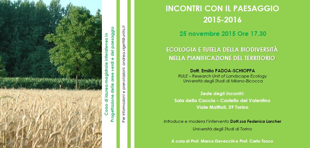 Quinto Ciclo di Incontri con il paesaggio 2015 - 2016 - Seminario del Dott. Emilio Padoa-Schioppa dell