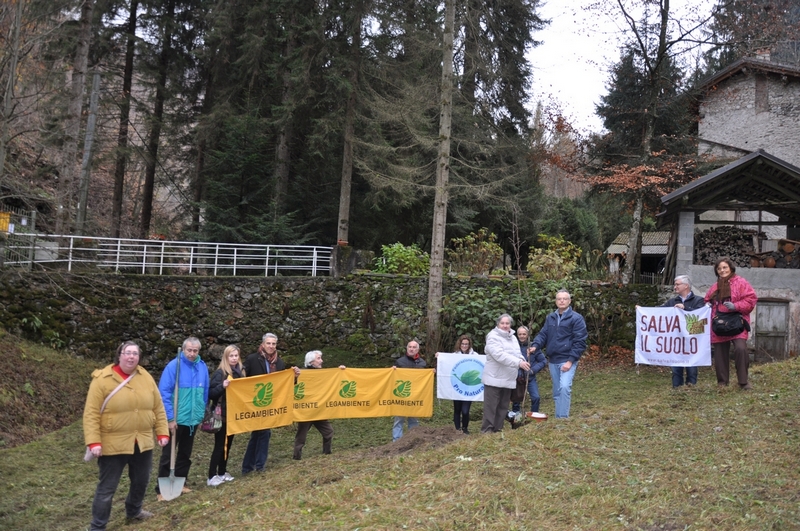 Avvio delle operazioni di piantagione di un Melo di una cultivar antica tradizionale per la località Vallaccia di Varallo Sesia, in occasione della Giornata Nazionale degli Alberi.