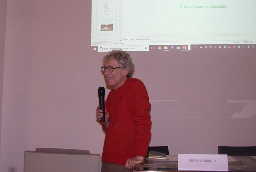 Intervento di Gianfranco Miroglio, Presidente del Museo Paleontologico di Asti [Foto di Massimo Badino].