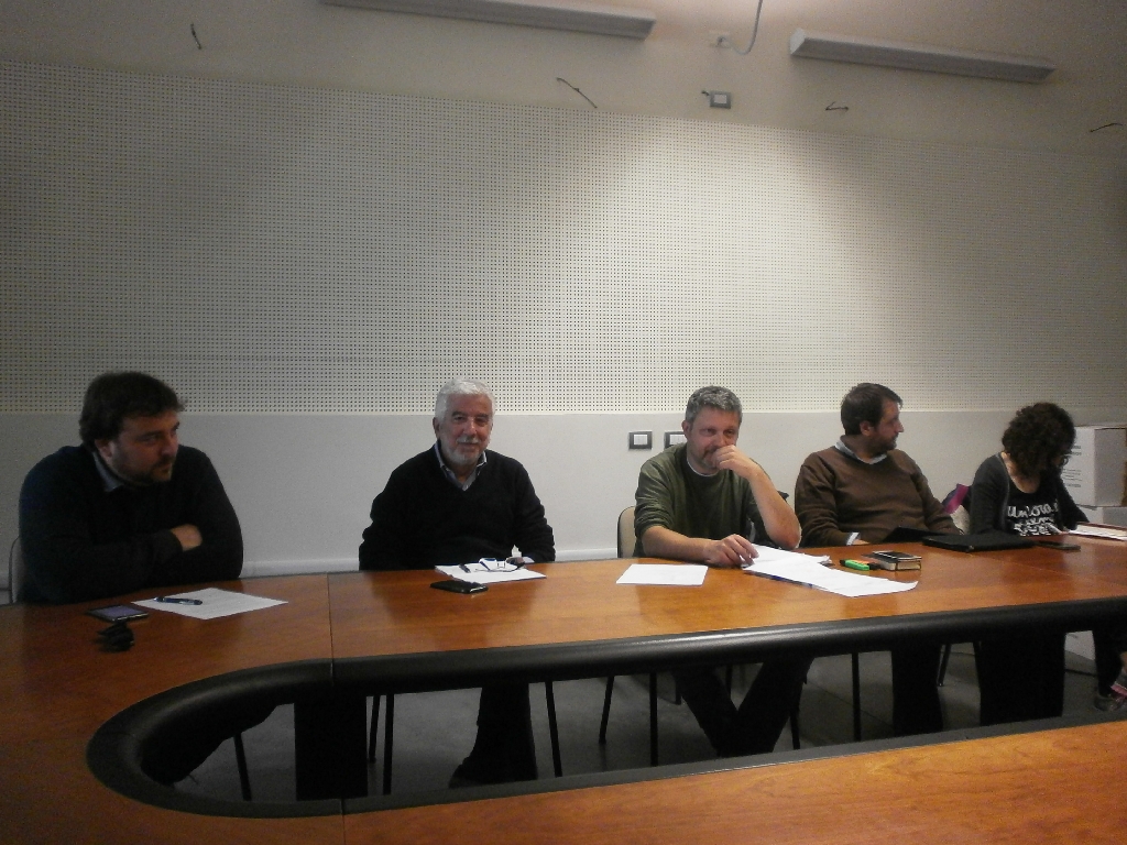 Partecipanti al "Tavolo tecnico di pianificazione strategica della Città di Asti". Da (sx): Riccardo Palma, Domenico Catrambone, Marco Pesce, Luca Chiusano e Gabriella Sanlorenzo.