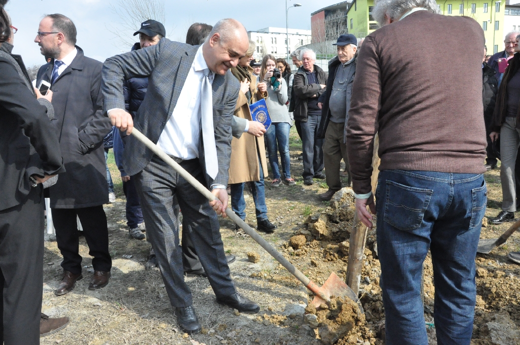 Piantagione di un albero da parte di Giovanni Boccia (Presidente del Consiglio comunale di Asti) [Foto di Daniela Bosia].