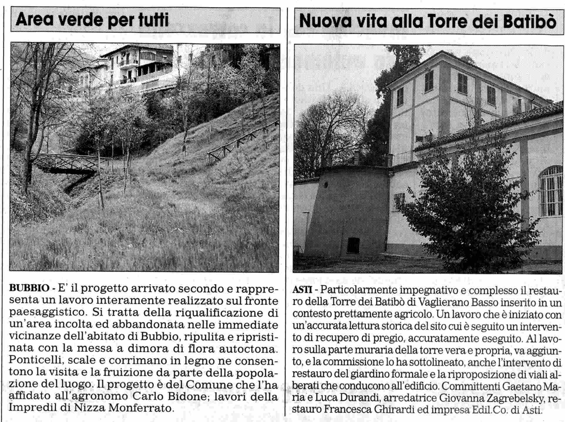 Rassegna stampa - Resoconto del Concorso sulla progettazione paesaggistica in Provincia di Asti