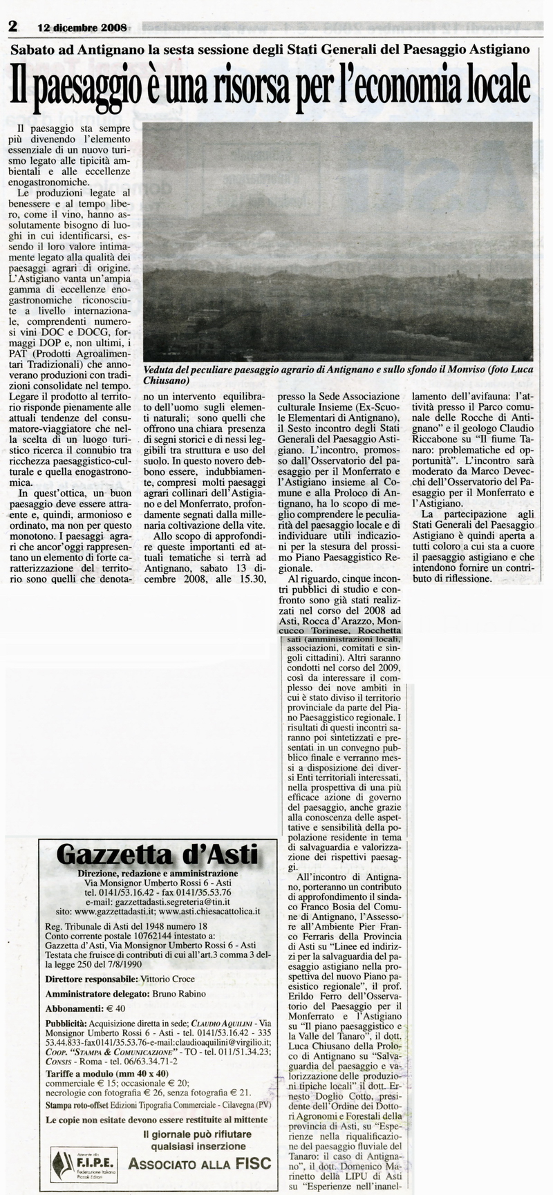 Gazzetta d'Asti - Venerdì 12 dicembre 2008