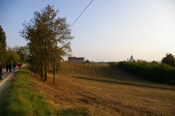 Suggestivo paesaggio agrario in cui si inserisce la basilica salesiana nel comune di Castelnuovo Don Bosco.