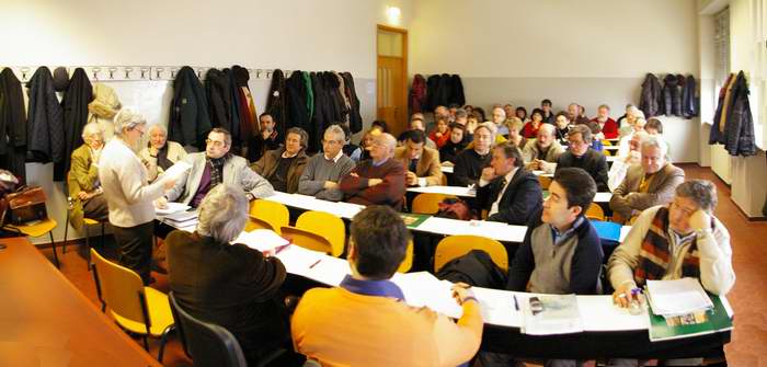 Veduta d'insieme della Sala presso la Sede del Polo Universitario Asti Studi Superiori con i  partecipanti alla Sesta Assemblea generale dell'Osservatorio del Paesaggio.