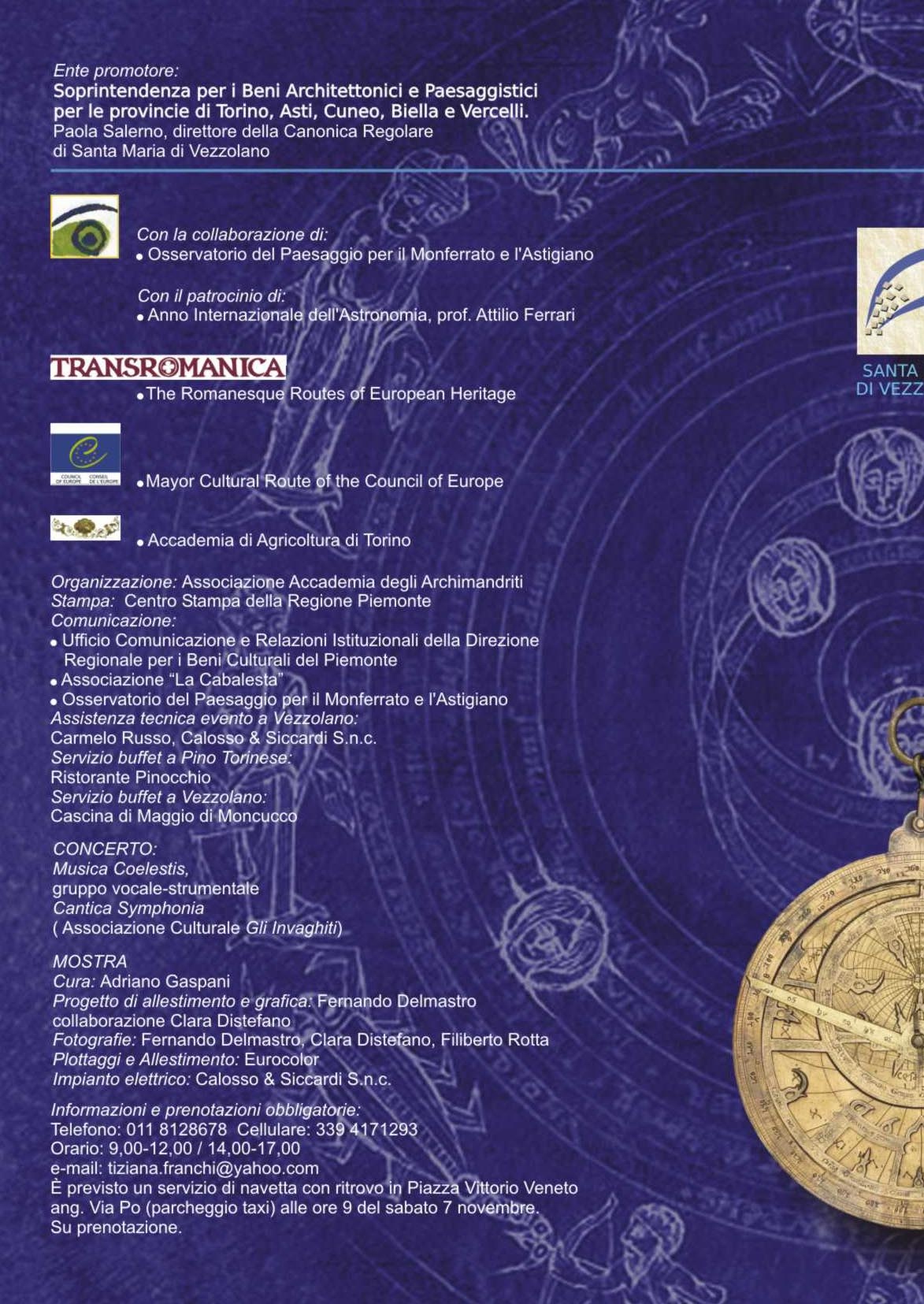 Programma del Convegno "Architettura romanica e astronomia"