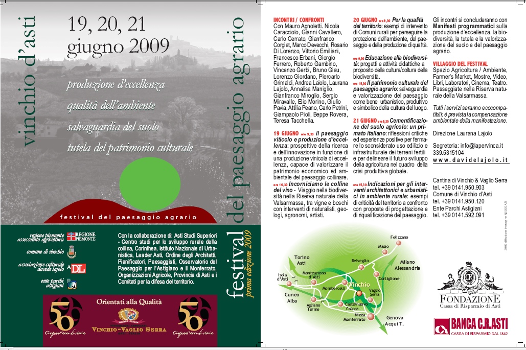 Cartolina informativa del Festival del paesaggio agrario di Vinchio d'Asti 