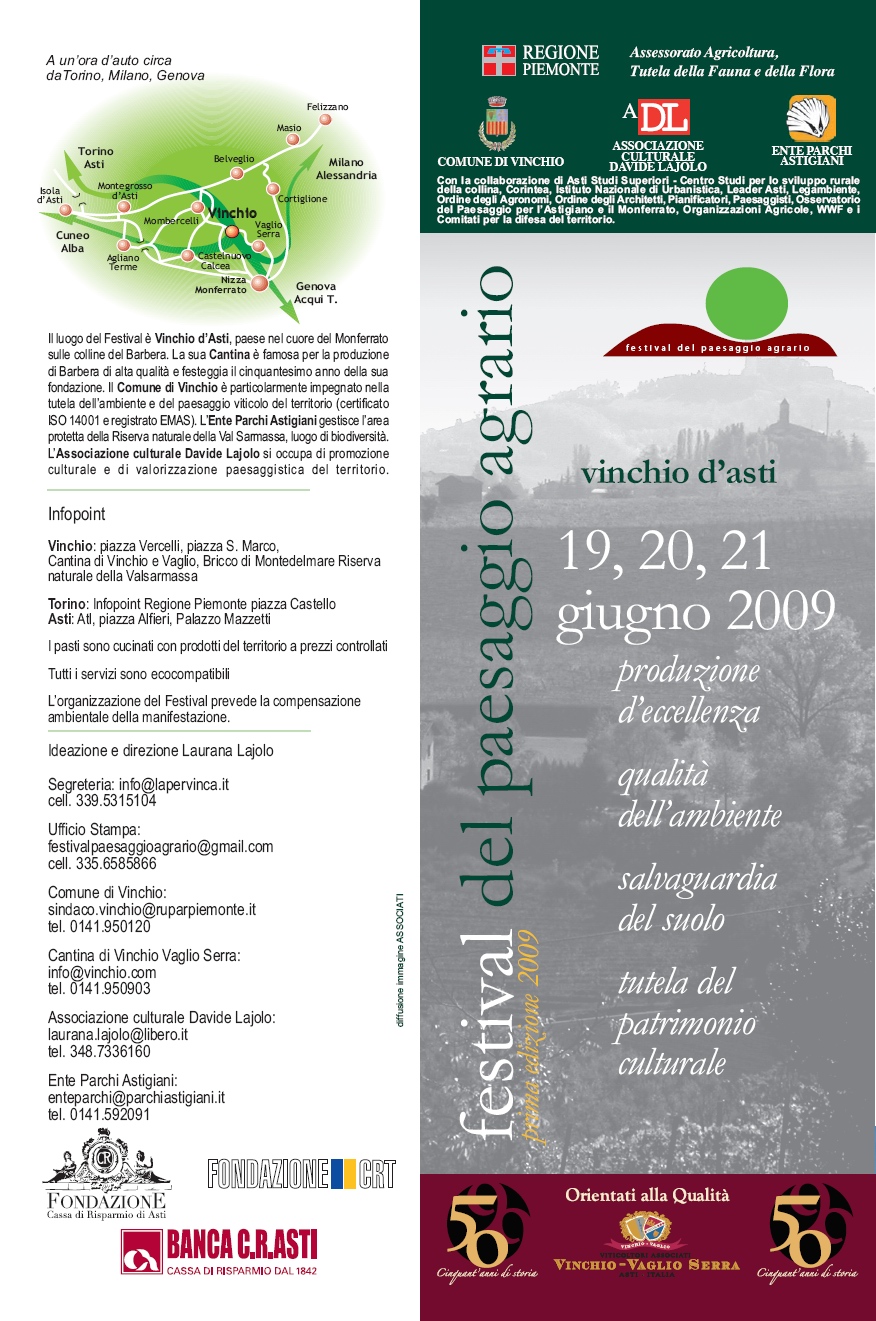 Programma del Festival del paesaggio agrario di Vinchio d'Asti (Fronte)