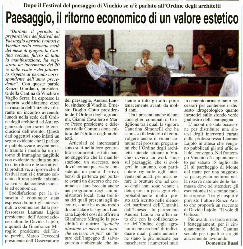 Rassegna stampa Festival del paesaggio agrario - Gazzetta d'Asti (Venerdì 10 luglio 2009).jpg