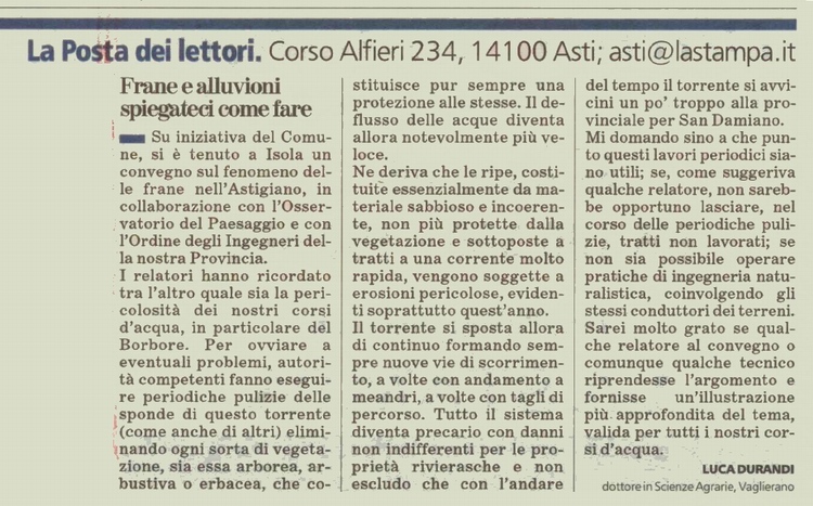 La Stampa (Articolo di Luca Durandi - aprile 2009)
