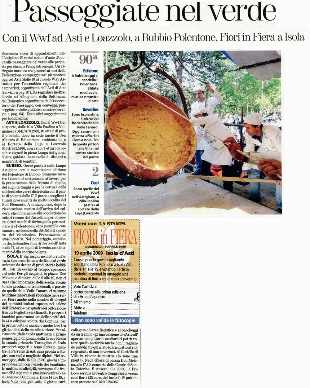 Rassegna stampa - Fiori in Fiera - La Stampa (Domenica 19 Aprile 2009)