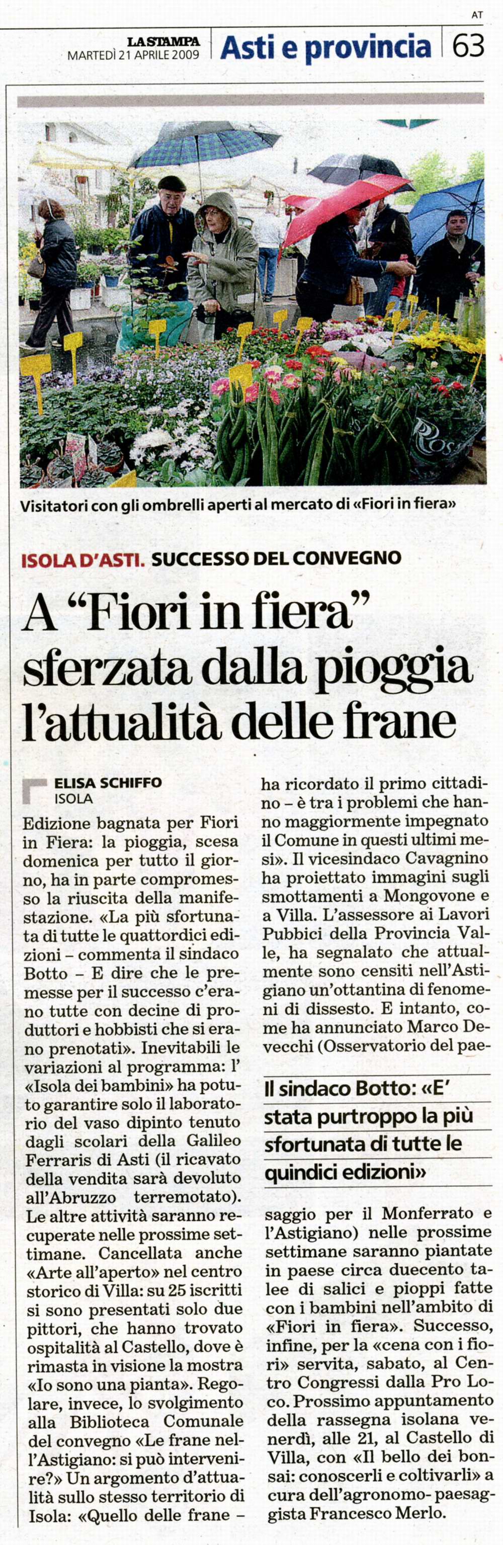 Rassegna stampa - Fiori in Fiera - La Stampa (Martedì 21 aprile 2009)