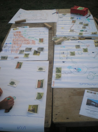 Elaborati grafici delle soluzioni di progettazione a verde elaborati dai bambini in Via Cavalla ad Asti (Foto di Roberto Zanna).