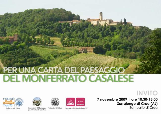 Depliant del CONVEGNO "Per una Carta del paesaggio del Monferrato Casalese" Serralunga di Crea - sabato 7 novembre 2009 ore 10.30.