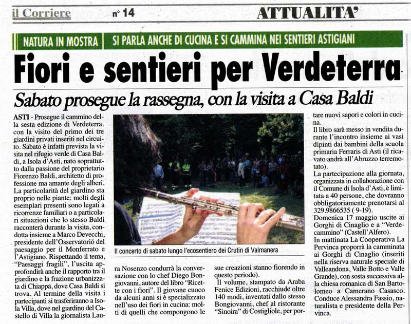 Il Corriere di Asti (Mercoledì 13 maggio 2009) - Rassegna  stampa Verdeterra 2009