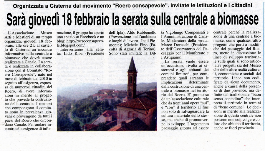 La Gazzetta d'Asti (venerdì 12 febbraio 2010)