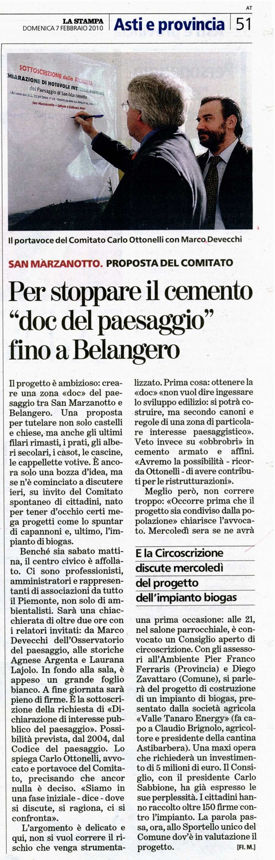 La Stampa (Domenica 7 febbraio 2010)