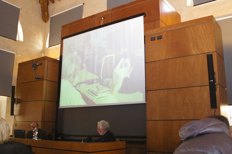 Relazione del Dott. Giuseppe Pidello, Facilitatore Progetto Paesaggio Biellese. Nella foto (dx) il Moderatore del Convegno, il Prof. Carlo Marini dell Ecoistituto di Piacenza.