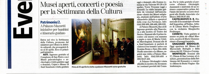 Rassegna stampa Seconda Settimana del Romanico Astigiano - La Stampa (sabato 17 aprile 2010)