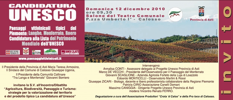 Convegno su "Agricoltura, biodiversità, paesaggio e turismo: strategie per la valorizzazione del territorio e del prodotto tipico. La candidatura UNESCO".